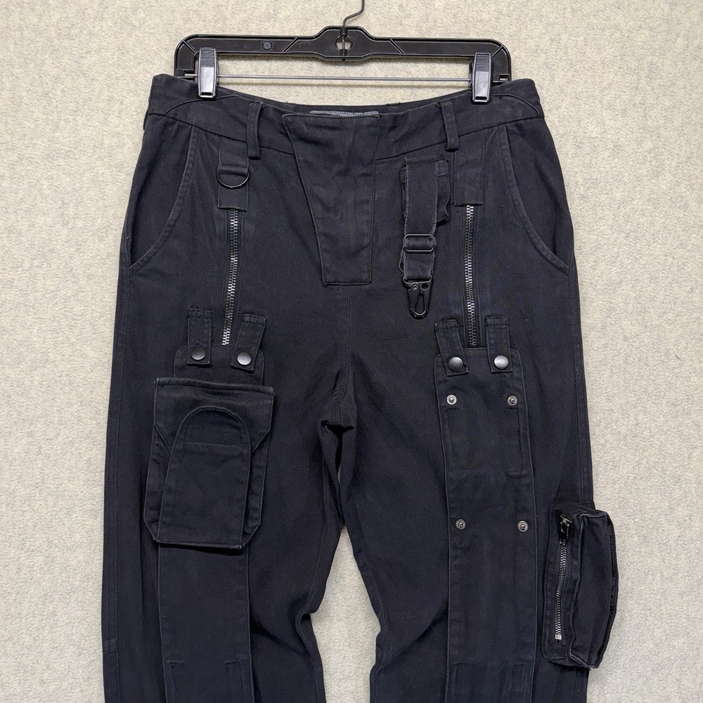 Vautour Cargo Utility Pants Black Multi Pocket Zip Ankle Tactical 32x30 - Picture 3 of 15